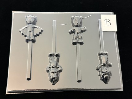 550sp Bedtime Heroes Chocolate Candy Lollipop Mold FACTORY SECOND